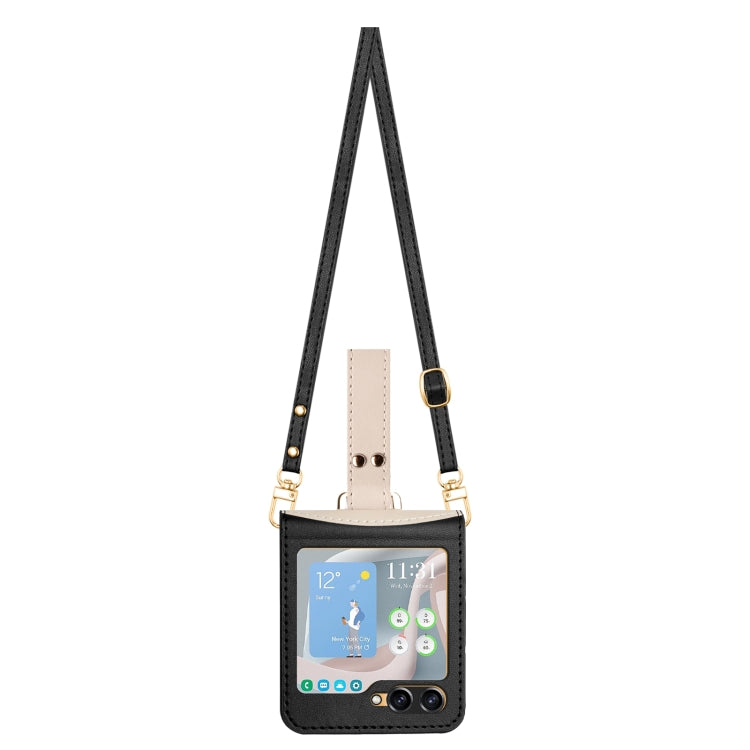 For Samsung Galaxy Z Flip5 Skin Feel Full Coverage Crossbody Phone Case with Hand Strap/Lanyard(Black) - Galaxy Z Flip5 Cases by buy2fix | Online Shopping UK | buy2fix
