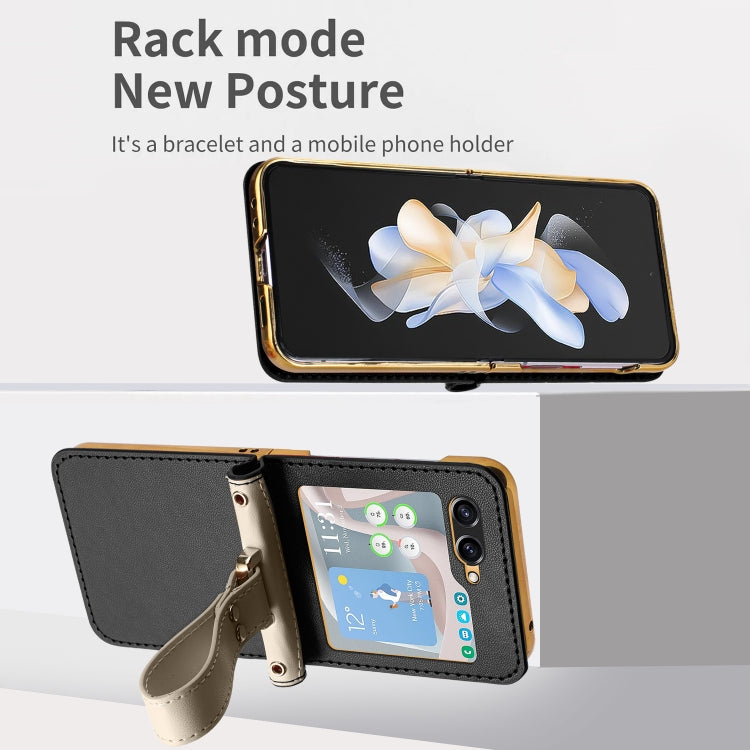 For Samsung Galaxy Z Flip5 Skin Feel Full Coverage Crossbody Phone Case with Hand Strap/Lanyard(Black) - Galaxy Z Flip5 Cases by buy2fix | Online Shopping UK | buy2fix