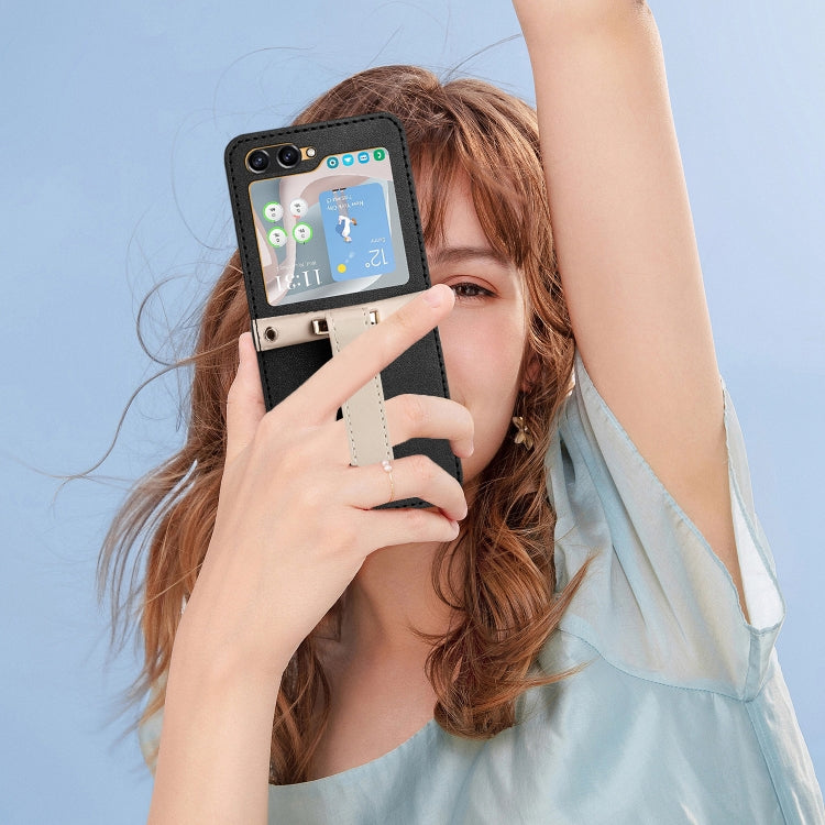 For Samsung Galaxy Z Flip5 Skin Feel Full Coverage Crossbody Phone Case with Hand Strap/Lanyard(Black) - Galaxy Z Flip5 Cases by buy2fix | Online Shopping UK | buy2fix