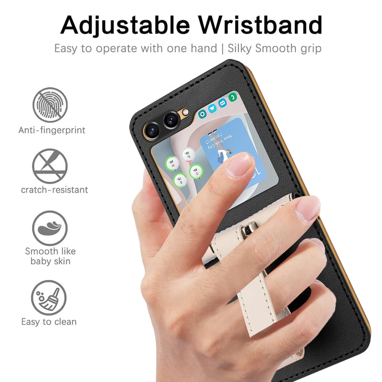For Samsung Galaxy Z Flip5 Skin Feel Full Coverage Crossbody Phone Case with Hand Strap/Lanyard(Black) - Galaxy Z Flip5 Cases by buy2fix | Online Shopping UK | buy2fix
