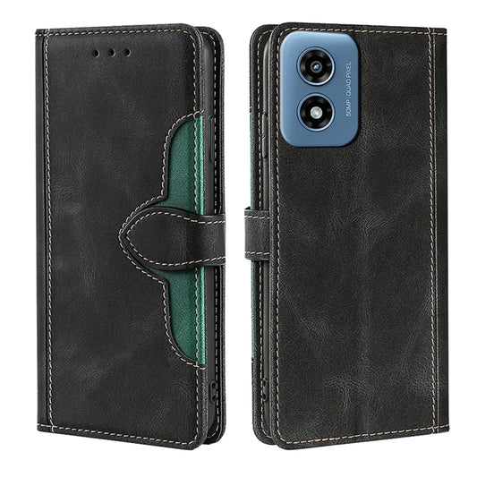 For Motorola Moto G Play 4G 2024 Skin Feel Magnetic Buckle Leather Phone Case(Black) by buy2fix