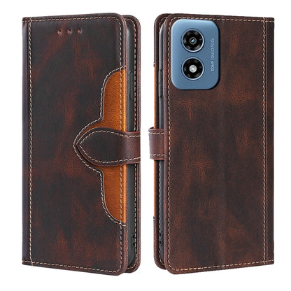 For Motorola Moto G Play 4G 2024 Skin Feel Magnetic Buckle Leather Phone Case(Brown) by buy2fix