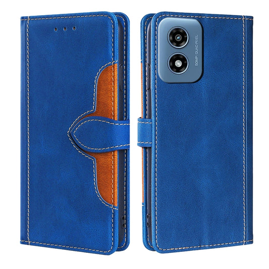 For Motorola Moto G Play 4G 2024 Skin Feel Magnetic Buckle Leather Phone Case(Blue) by buy2fix