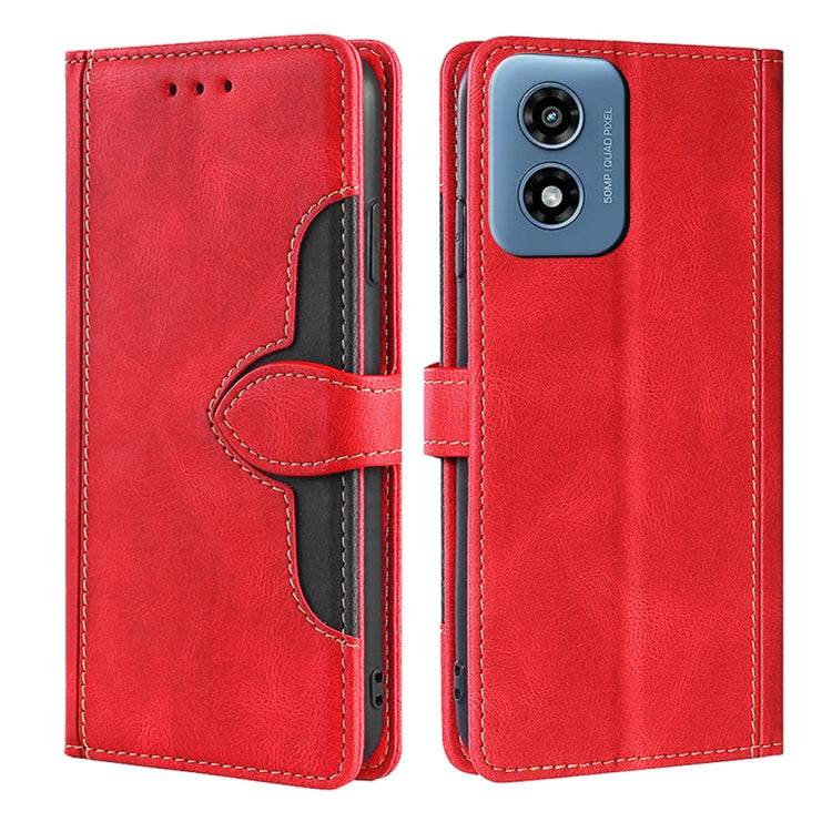 For Motorola Moto G Play 4G 2024 Skin Feel Magnetic Buckle Leather Phone Case(Red) by buy2fix