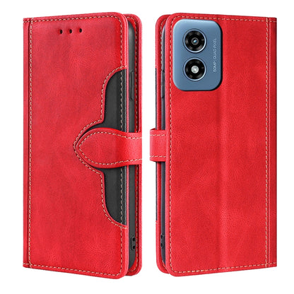 For Motorola Moto G Play 4G 2024 Skin Feel Magnetic Buckle Leather Phone Case(Red) by buy2fix