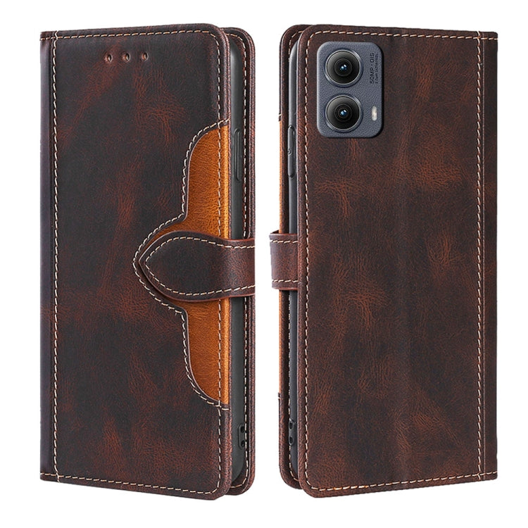 For Motorola Edge 5G 2024 Skin Feel Magnetic Buckle Leather Phone Case(Brown) by buy2fix