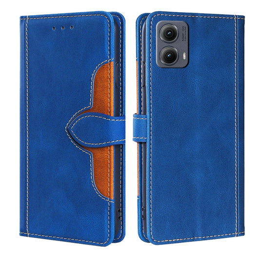 For Motorola Edge 5G 2024 Skin Feel Magnetic Buckle Leather Phone Case(Blue) by buy2fix