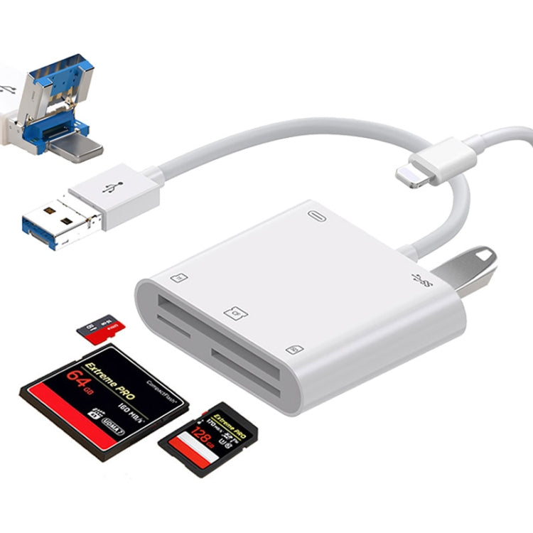 7 in 1 USB 3.0 + 8 Pin Interface Multi-function OTG Card Reader(White) by buy2fix