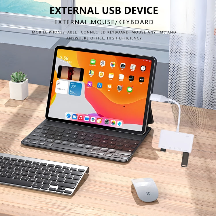 AJ-108PRO 6 in 2 USB-C / Type-C + 8 Pin Interface Multi-function Camera Card Reader(White) by buy2fix