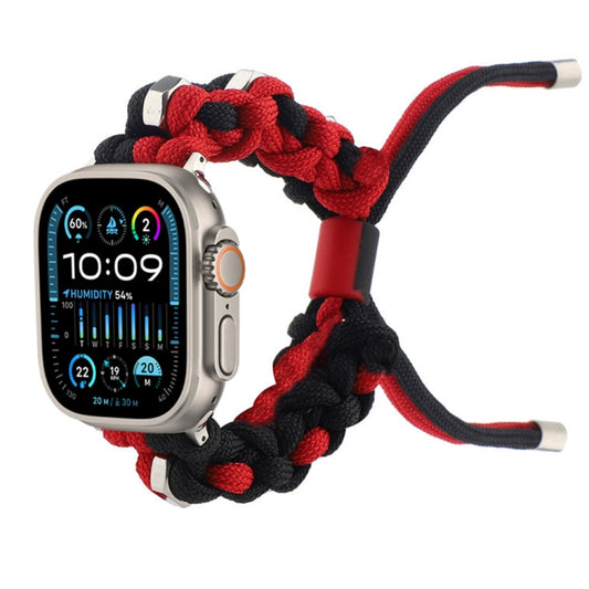 For Apple Watch Ultra 2 49mm Screw Nut Dual-Color Braided Paracord Watch Band(Black Red) by buy2fix