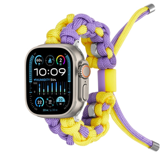 For Apple Watch Ultra 2 49mm Screw Nut Dual-Color Braided Paracord Watch Band(Purple Yellow) by buy2fix