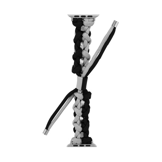 For Apple Watch Ultra 49mm Screw Nut Dual-Color Braided Paracord Watch Band(Black Grey) by buy2fix