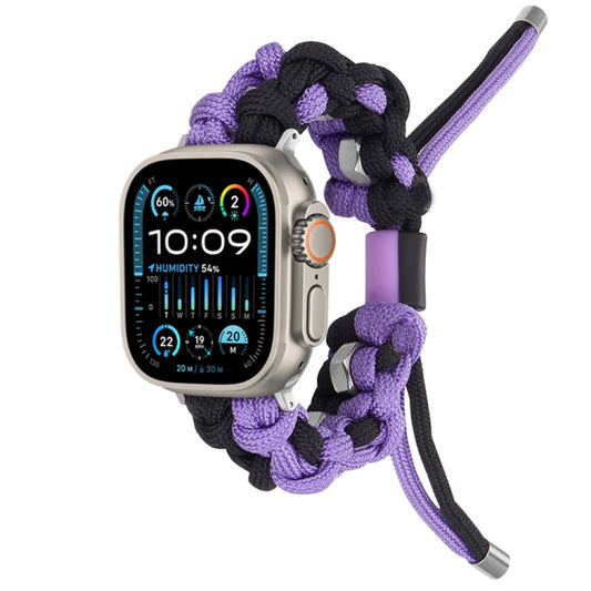 For Apple Watch Ultra 49mm Screw Nut Dual-Color Braided Paracord Watch Band(Black Purple) by buy2fix