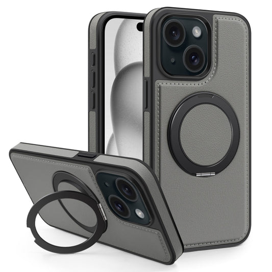 For iPhone 15 Yashi 360 Degree Rotating MagSafe Bracket Phone Case(Grey) - iPhone 15 Cases by buy2fix | Online Shopping UK | buy2fix
