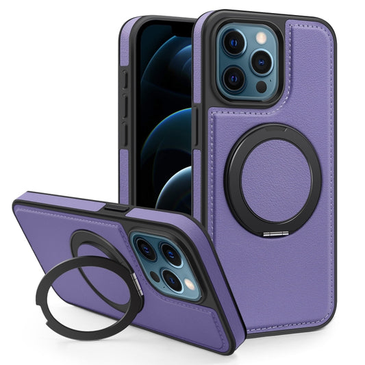 For iPhone 12 Pro Max Yashi 360 Degree Rotating MagSafe Bracket Phone Case(Purple) by buy2fix