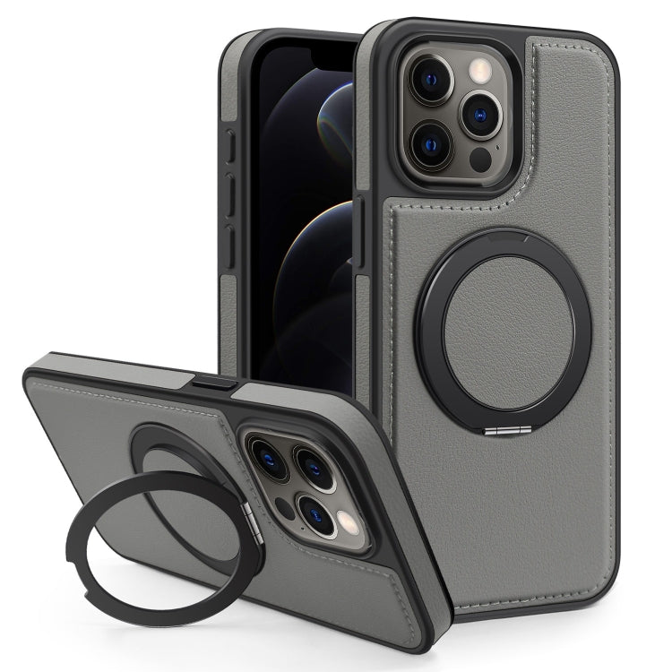 For iPhone 12 Pro Yashi 360 Degree Rotating MagSafe Bracket Phone Case(Grey) - iPhone 12 / 12 Pro Cases by buy2fix | Online Shopping UK | buy2fix