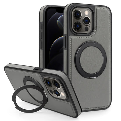 For iPhone 12 Pro Yashi 360 Degree Rotating MagSafe Bracket Phone Case(Grey) - iPhone 12 / 12 Pro Cases by buy2fix | Online Shopping UK | buy2fix
