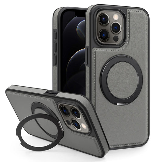 For iPhone 12 Pro Yashi 360 Degree Rotating MagSafe Bracket Phone Case(Grey) - iPhone 12 / 12 Pro Cases by buy2fix | Online Shopping UK | buy2fix