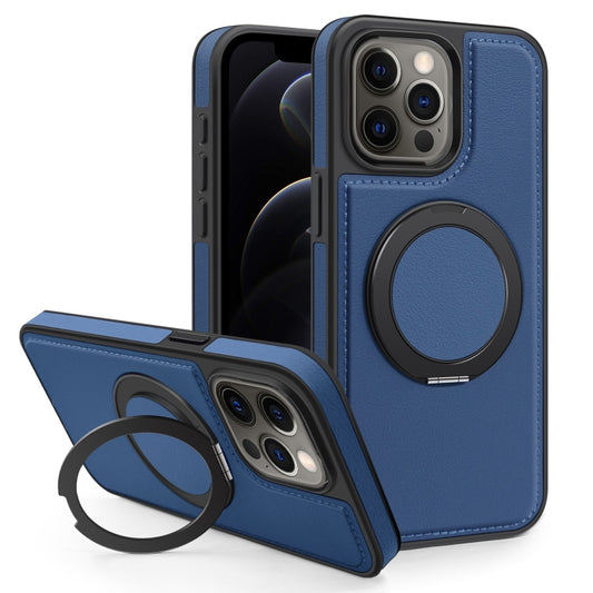 For iPhone 12 Pro Yashi 360 Degree Rotating MagSafe Bracket Phone Case(Blue) - iPhone 12 / 12 Pro Cases by buy2fix | Online Shopping UK | buy2fix