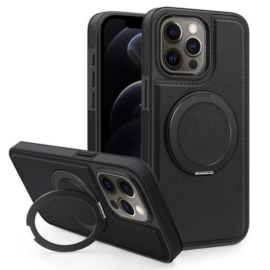 For iPhone 12 Pro Yashi 360 Degree Rotating MagSafe Bracket Phone Case(Black) - iPhone 12 / 12 Pro Cases by buy2fix | Online Shopping UK | buy2fix