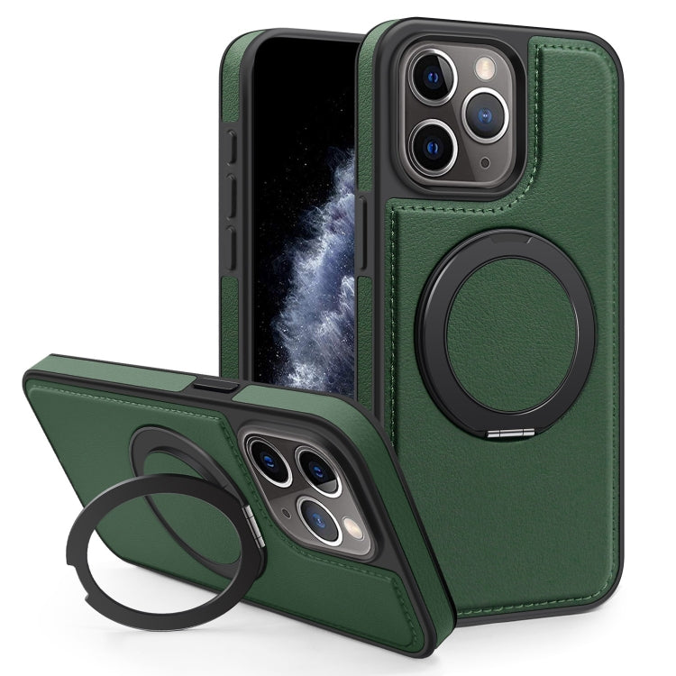For iPhone 11 Pro Max Yashi 360 Degree Rotating MagSafe Bracket Phone Case(Dark Green) by buy2fix
