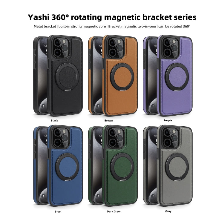 For iPhone 11 Pro Max Yashi 360 Degree Rotating MagSafe Bracket Phone Case(Dark Green) by buy2fix