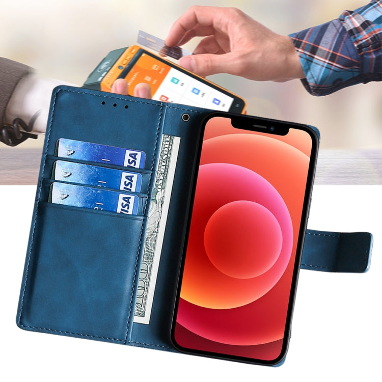 For Motorola Moto G Play 4G 2024 Skin Feel Crocodile Magnetic Clasp Leather Phone Case(Blue) by buy2fix