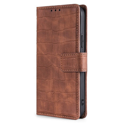 For Motorola Edge 5G 2024 Skin Feel Crocodile Magnetic Clasp Leather Phone Case(Brown) by buy2fix