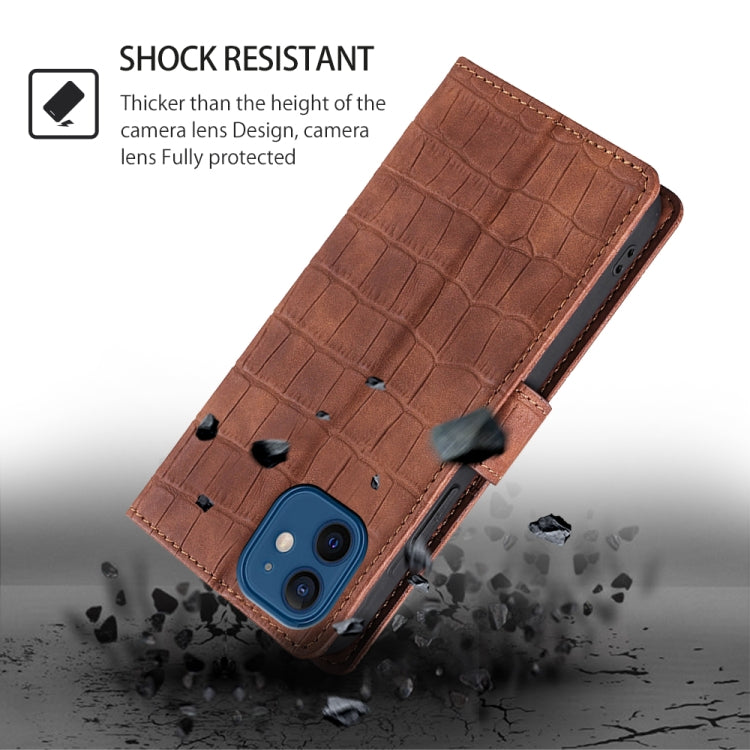 For Motorola Edge 5G 2024 Skin Feel Crocodile Magnetic Clasp Leather Phone Case(Brown) by buy2fix