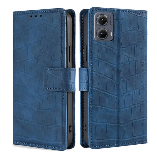 For Motorola Edge 5G 2024 Skin Feel Crocodile Magnetic Clasp Leather Phone Case(Blue) by buy2fix