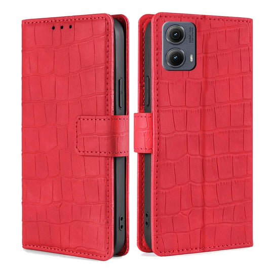 For Motorola Edge 5G 2024 Skin Feel Crocodile Magnetic Clasp Leather Phone Case(Red) by buy2fix