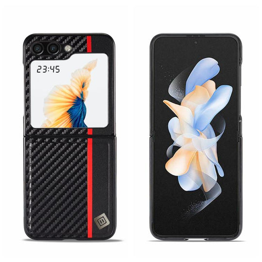 For Galaxy Z Flip8 5G LC.IMEEKE 3 in 1 Carbon Fiber Texture Shockproof Phone Case(Black)