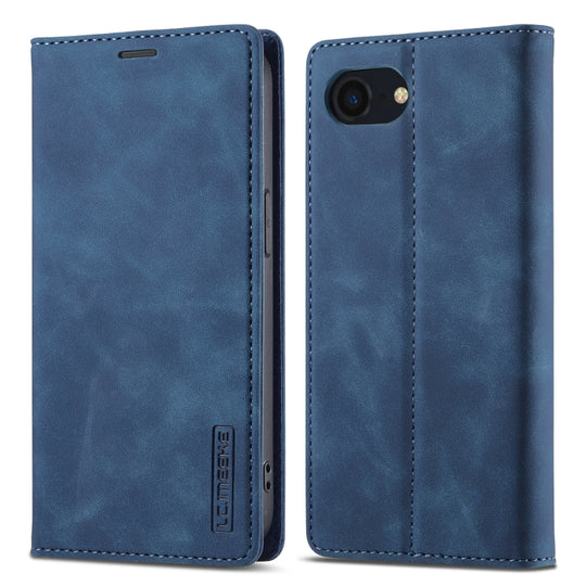 For iPhone 17e / 16e LC.IMEEKE Strong Magnetism Microfiber Leather Phone Case(Blue)
