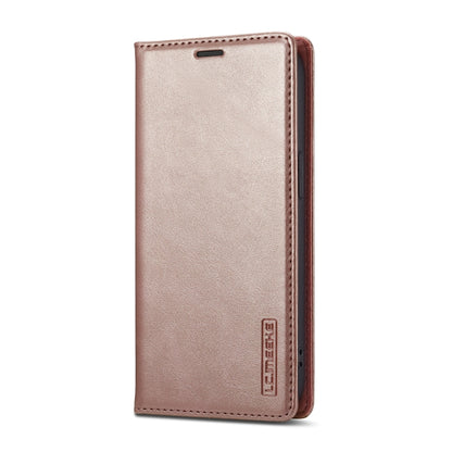 For iPhone 16e LC.IMEEKE Strong Magnetism Microfiber Leather Phone Case(Rose Gold) - iPhone 16e Cases by LC.IMEEKE | Online Shopping UK | buy2fix