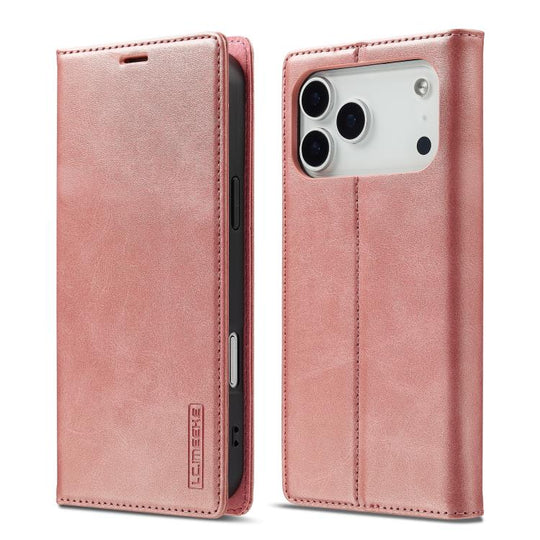 For iPhone 18 Pro Max / 17 Pro Max LC.IMEEKE Strong Magnetism Microfiber Leather Phone Case(Rose Gold)