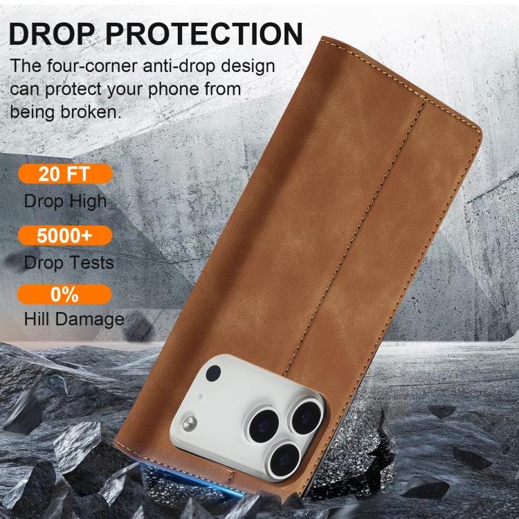 For iPhone 17 Pro Max LC.IMEEKE Strong Magnetism Microfiber Leather Phone Case(Brown) - iPhone 17 Pro Max Cases by LC.IMEEKE | Online Shopping UK | buy2fix