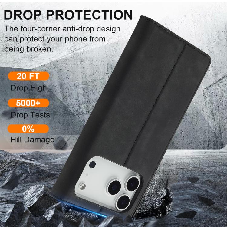 For iPhone 17 Pro LC.IMEEKE Strong Magnetism Microfiber Leather Phone Case(Black) - iPhone 17 Pro Cases by LC.IMEEKE | Online Shopping UK | buy2fix