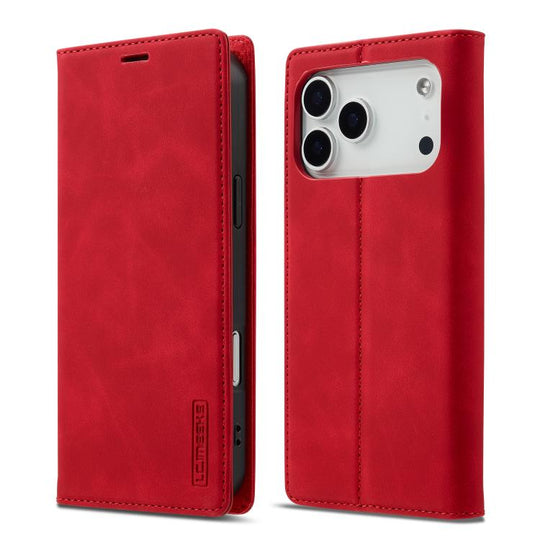 For iPhone 18 Pro / 17 Pro LC.IMEEKE Strong Magnetism Microfiber Leather Phone Case(Red)