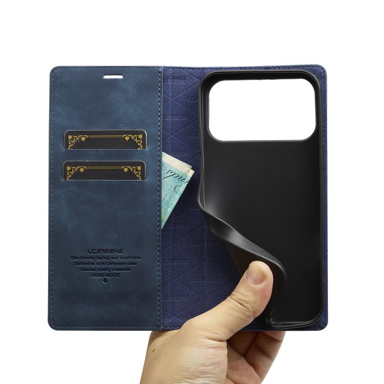 For iPhone 17 Pro LC.IMEEKE Strong Magnetism Microfiber Leather Phone Case(Blue) - iPhone 17 Pro Cases by LC.IMEEKE | Online Shopping UK | buy2fix