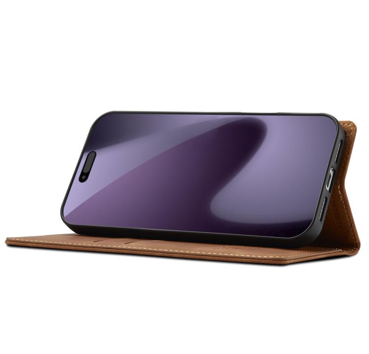 For iPhone 17 Pro LC.IMEEKE Strong Magnetism Microfiber Leather Phone Case(Brown) - iPhone 17 Pro Cases by LC.IMEEKE | Online Shopping UK | buy2fix