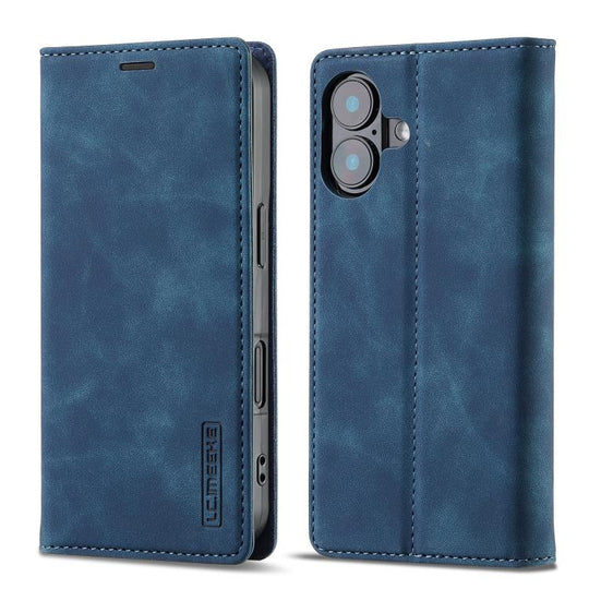 For iPhone 17 LC.IMEEKE Strong Magnetism Microfiber Leather Phone Case(Blue)