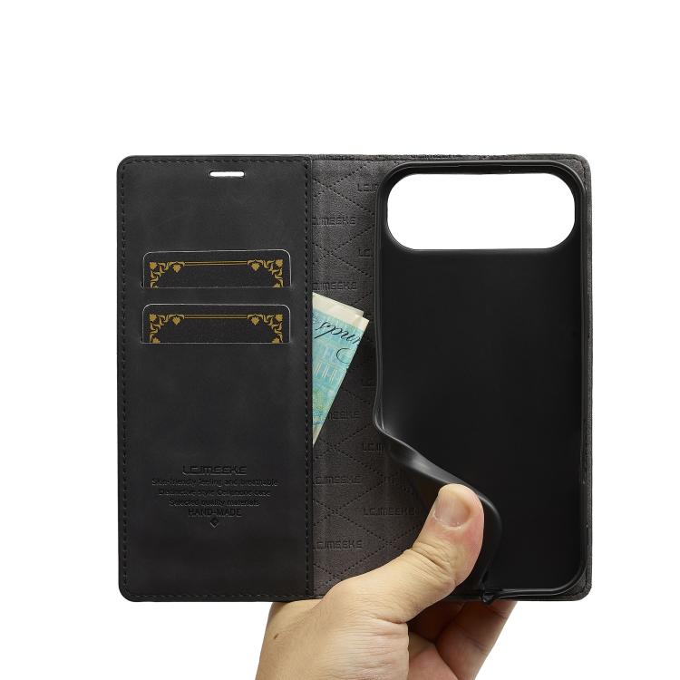 For iPhone 17 Air LC.IMEEKE Strong Magnetism Microfiber Leather Phone Case(Black) - iPhone 17 Air Cases by LC.IMEEKE | Online Shopping UK | buy2fix