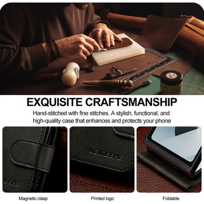 For Samsung Galaxy Z Flip7 5G LC.IMEEKE Calf Texture Leather Phone Case(Black) - Galaxy Z Flip7 5G Cases by LC.IMEEKE | Online Shopping UK | buy2fix