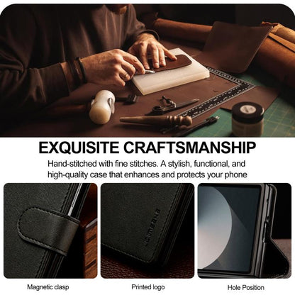 For Samsung Galaxy Z Fold7 5G LC.IMEEKE Calf Texture Leather Phone Case(Black) - Galaxy Z Fold7 5G Cases by LC.IMEEKE | Online Shopping UK | buy2fix