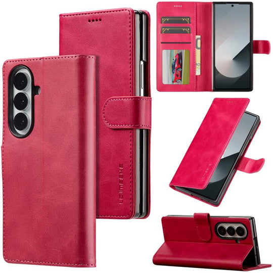 For Galaxy Z Fold8 Ultra 5G LC.IMEEKE Calf Texture Leather Phone Case(Red)