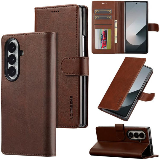 For Galaxy Z Fold8 Ultra 5G LC.IMEEKE Calf Texture Leather Phone Case(Coffee)