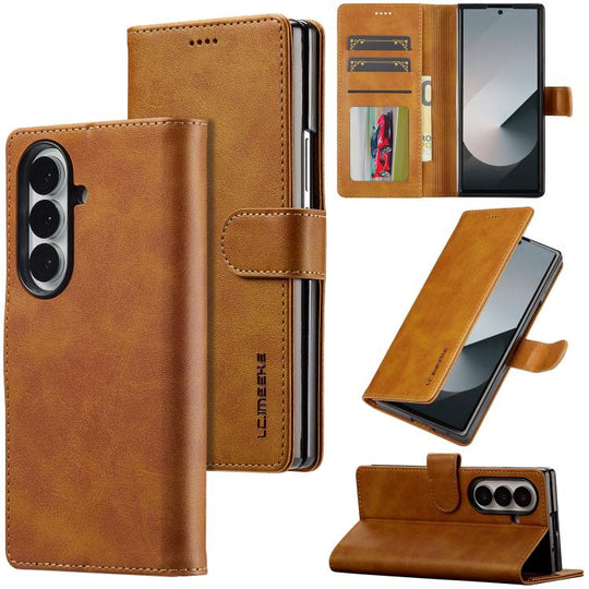 For Galaxy Z Fold8 Ultra 5G LC.IMEEKE Calf Texture Leather Phone Case(Brown)