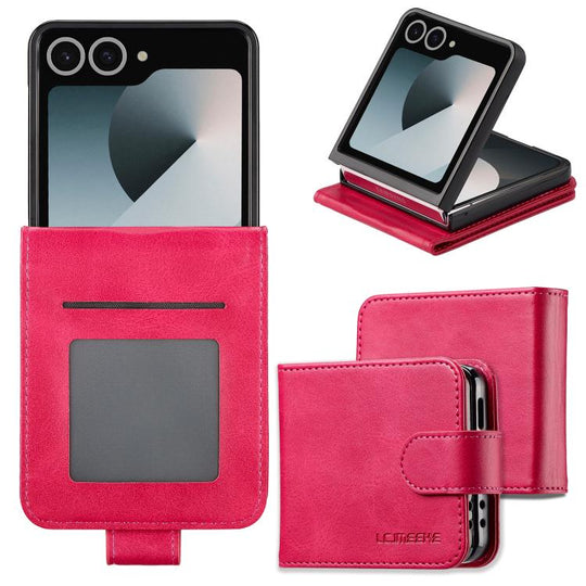 For Galaxy Z Flip8 5G LC.IMEEKE Calf Texture Leather Phone Case(Red)