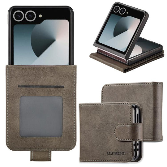 For Galaxy Z Flip8 5G LC.IMEEKE Calf Texture Leather Phone Case(Grey)
