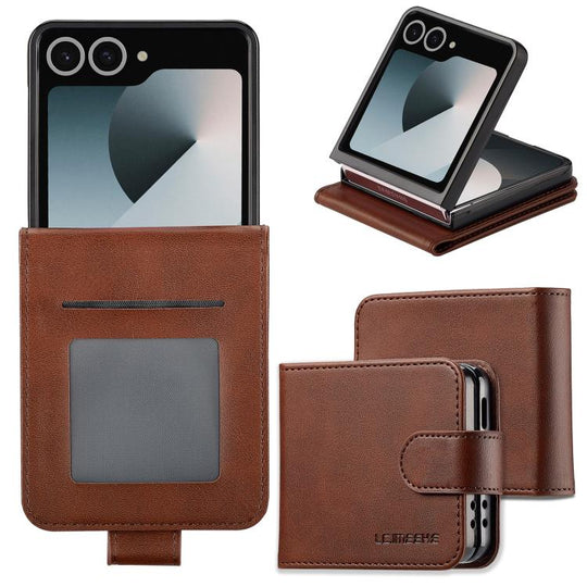 For Galaxy Z Flip8 5G LC.IMEEKE Calf Texture Leather Phone Case(Coffee)